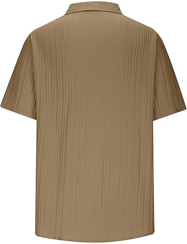 Miniatura 5 de Botón para hombre Camisa sólida Tops Algodón Lino Blusa de cobertura Camisetas Manga Corta Elegante Jersey Camisas