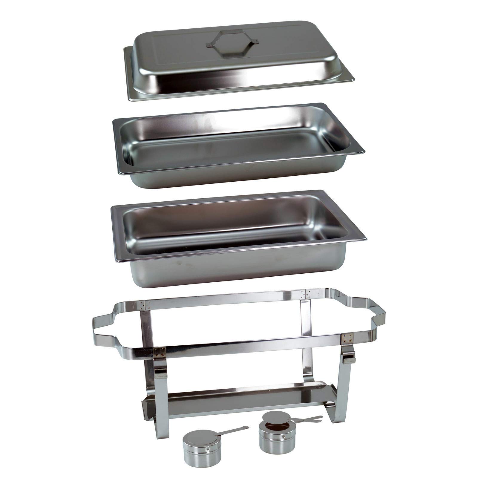 4 set scaldavivande impilabili, con contenitore GN 1/1 da 65 mm, con manici quadrati