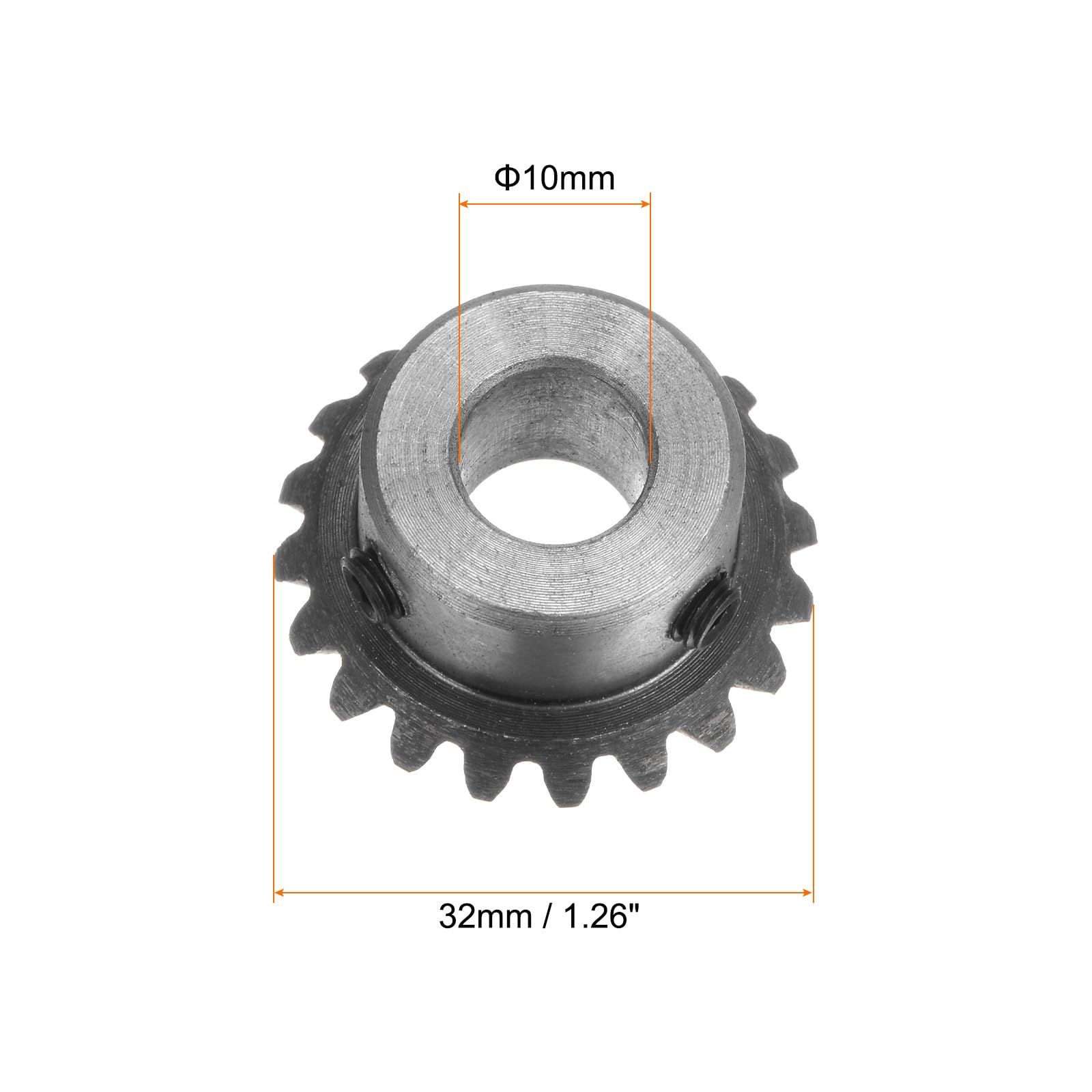 sourcing map 2pcs Biseau Engrenage 1,5 M 20 Dents 10 mm Arbre Trou 1:1 Conique Conique Pignon Engrenage 45# Acier 1.5 Module 90 Degré Direction Engrenage avec M5 Fixation Trou