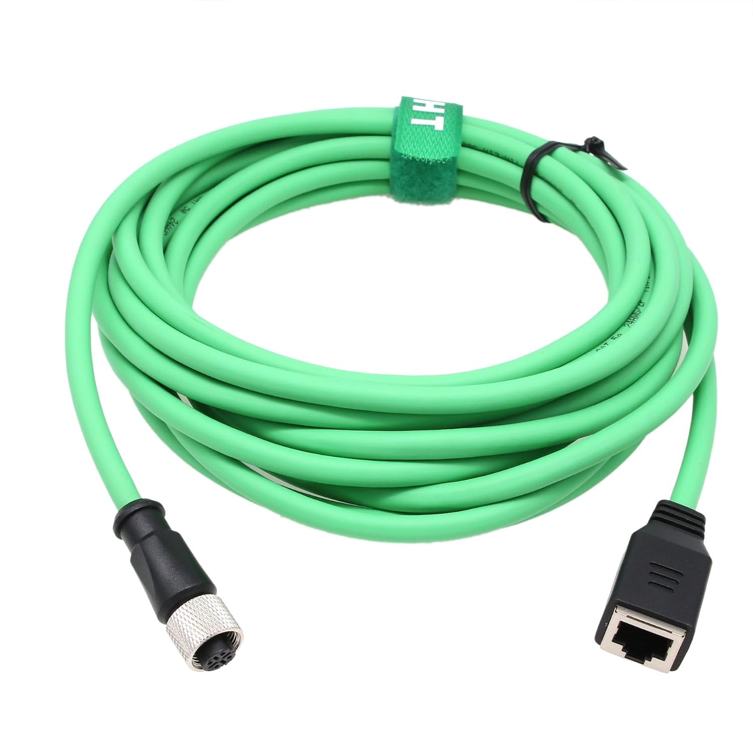 M12 4 Pin D-Coded Female to RJ45 Female Ethernet Cat5e Network Adapter Cable for Industrial Vision System PoE Automation Control High Flex Shielded Green 1m