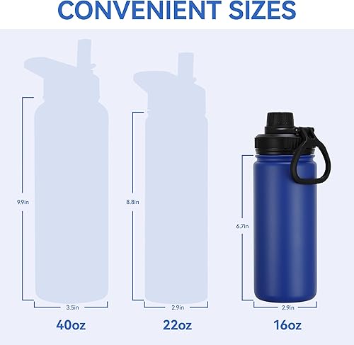 Miniatura 5 de DOMICARE Botella de agua aislada de 16 onzas con pajilla, botella de agua de doble pared de acero inoxidable al vacío con tapas de popote y tapa de