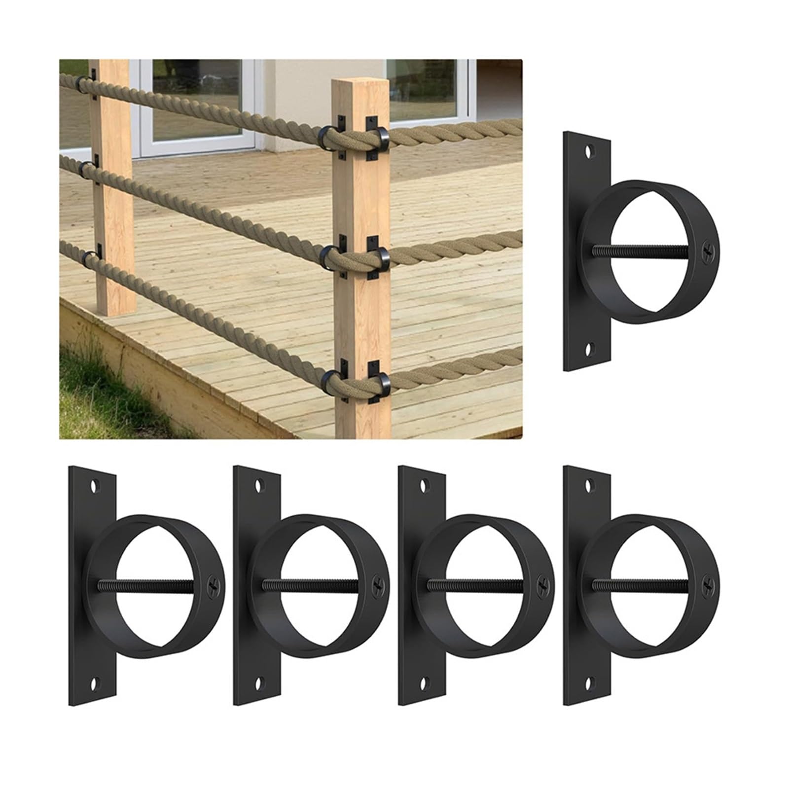 Supports pour cordes de sécurité noirs anti-chute mur/plafond