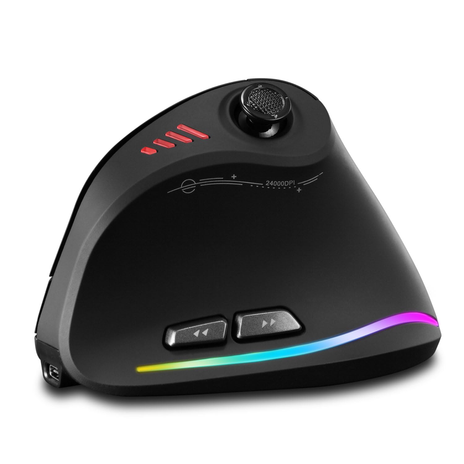 Mouse Ergonomico Wireless Ricaricabile con Joystick, Mouse Verticale Bluetooth & 2.4G con 12 Pulsanti Programmabili, Mouse Ricaricabile 24000 DPI con RGB, Mause Semza Filo per PC, MacBook e Laptop