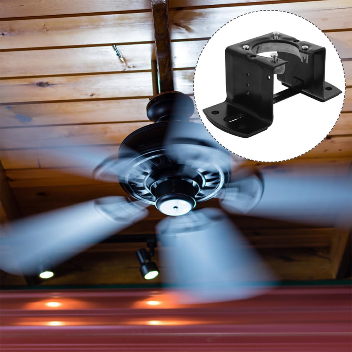 UKCOCO 2pcs Ceiling Fan Mount Bracket Replacement in Black Iron, Adds Stability and Reliable Support with Sleek Design for Easy Ceiling Fans Mount Installation