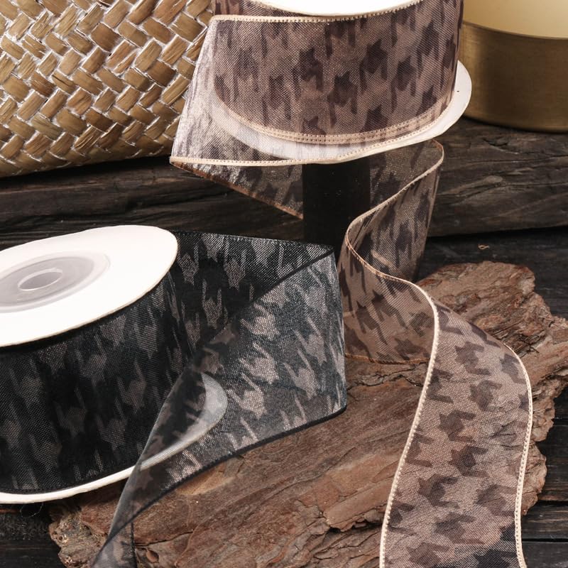 Nastro Nastro di seta Nastro di seta chiffon stampato uccello largo 20 iarde 2,5-5 cm for confezioni regalo Nastro da imballaggio bouquet di fiori for la lavorazione di nastri di chiffon(Brown,Wide 5c