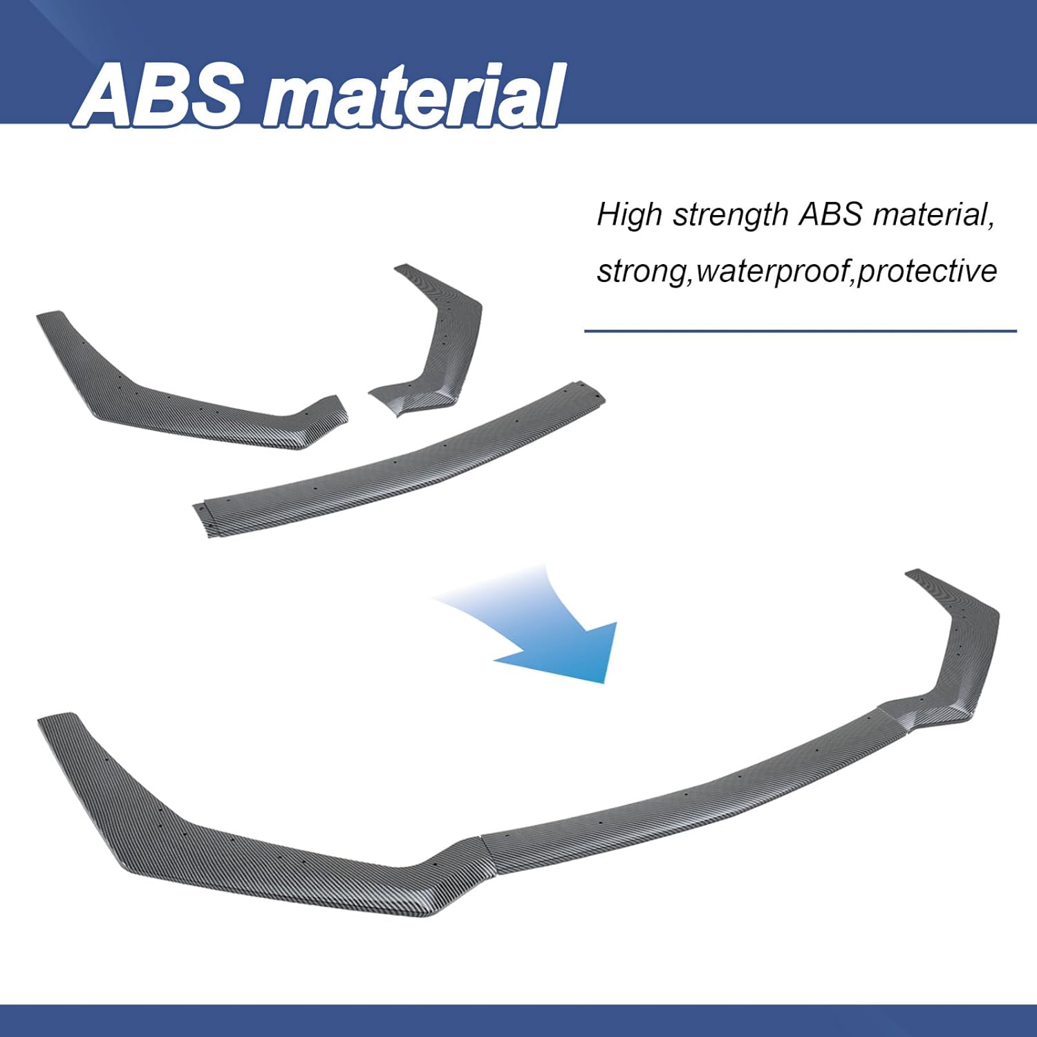 Front Bumper Lip Spoiler for Ford Mustang GT 2018-2023 Carbon Fiber Printing Front Bumper Chin Splitter Diffuser Protector Guard