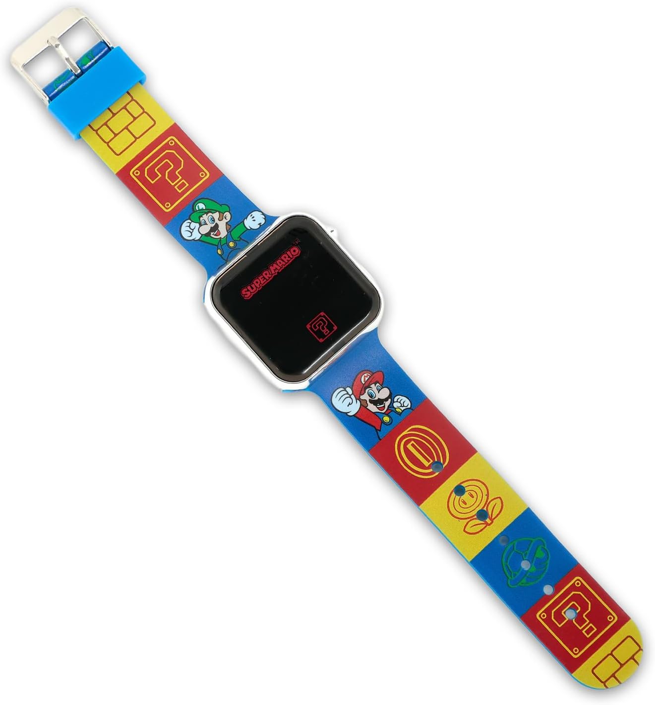 Super Mario Watch for Kids - Bundle with LCD Digital Watch for Kids with Strap Plus Stickers | Easy to Read Mario Wristwatch for Boys
