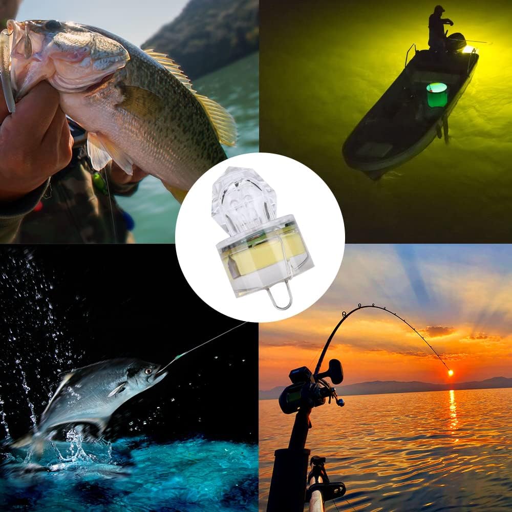 10 Pack Fishing Deep Drop Light LED, Colorful Flashing Strobe LED Fishing Lights, Underwater Fishing Light, Waterproof Attractants Diamond Lure Light for Saltwater Freshwater Tuna