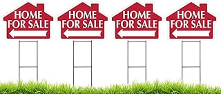 Home For Sale House Shaped Sign Kit with Stands - 4 Pack (Includes 4 signs and 4 stands) (Home for Sale 4 Pack)