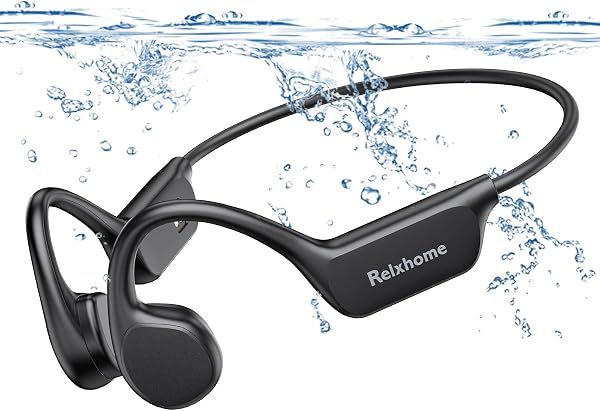 Relxhome Casque Conduction Osseuse, Écouteur Natation À Bluetooth 5.4, mémoire 32 Go intégrée, Lecteur MP3 Étanche IPX8, 10 Heures de Jeu, Ecouteur Natation sans Fil, Casque Sport pour la Natation - 1