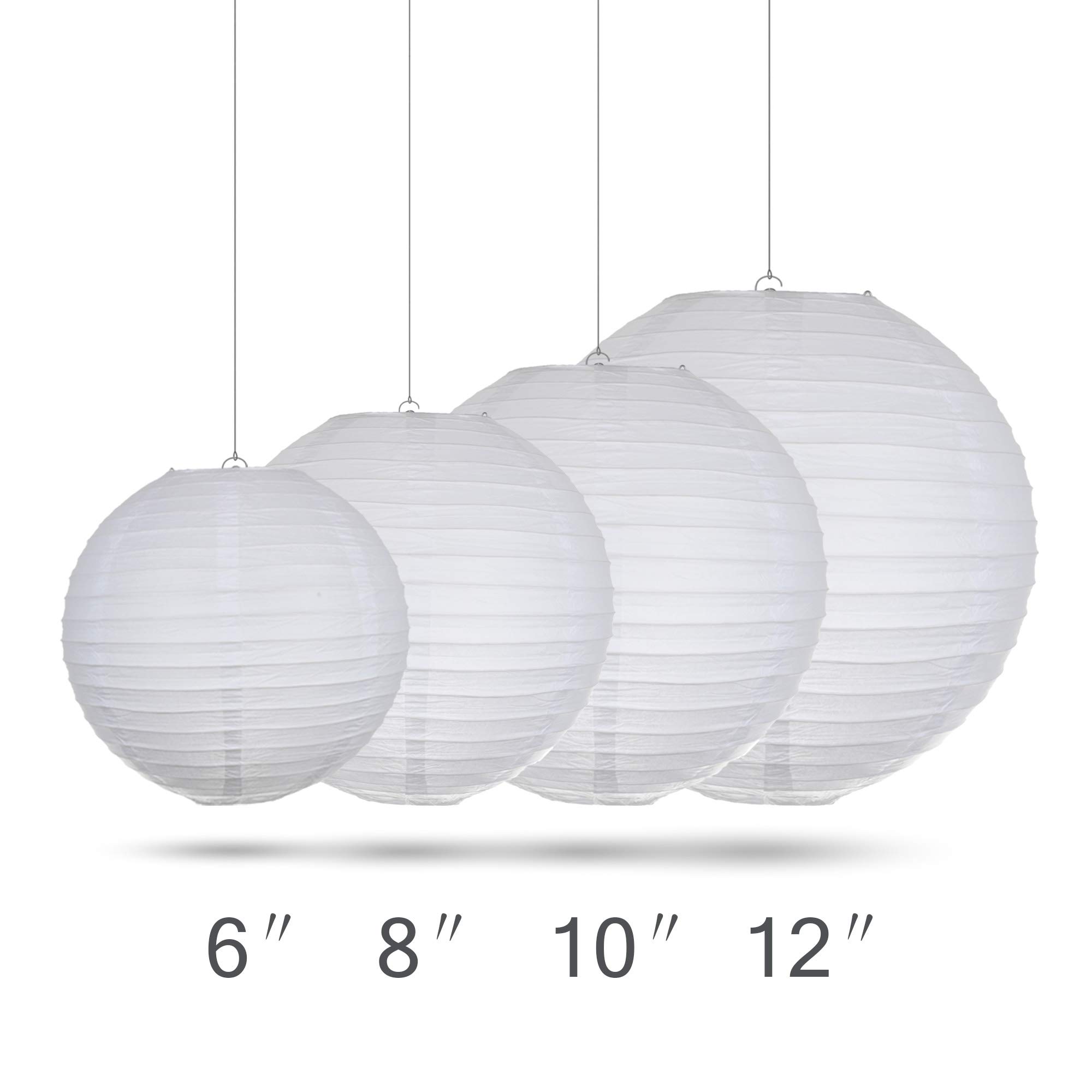 Zestaw papierowych lampionów, 10 sztuk/partia 6'' 8"10"12"14''16"Biały okrągły chiński papierowy lampion weselny artykuły imprezowe wystrój domu ślubne przysługi świąteczny lampion-biały(15cm 6inch)