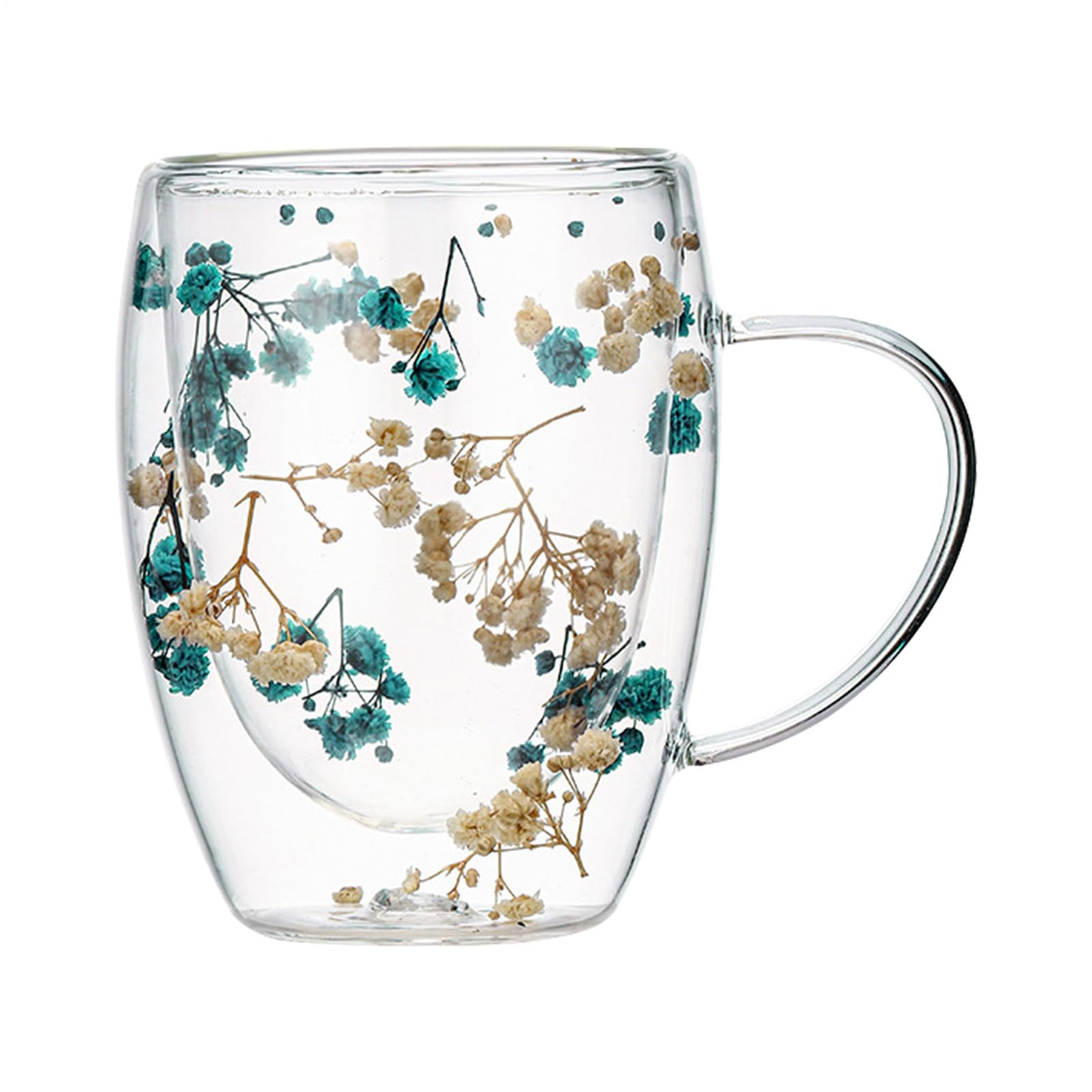 Tasse avec sèche fleurs naturelles sous double paroi le cadeau idéal pour elle