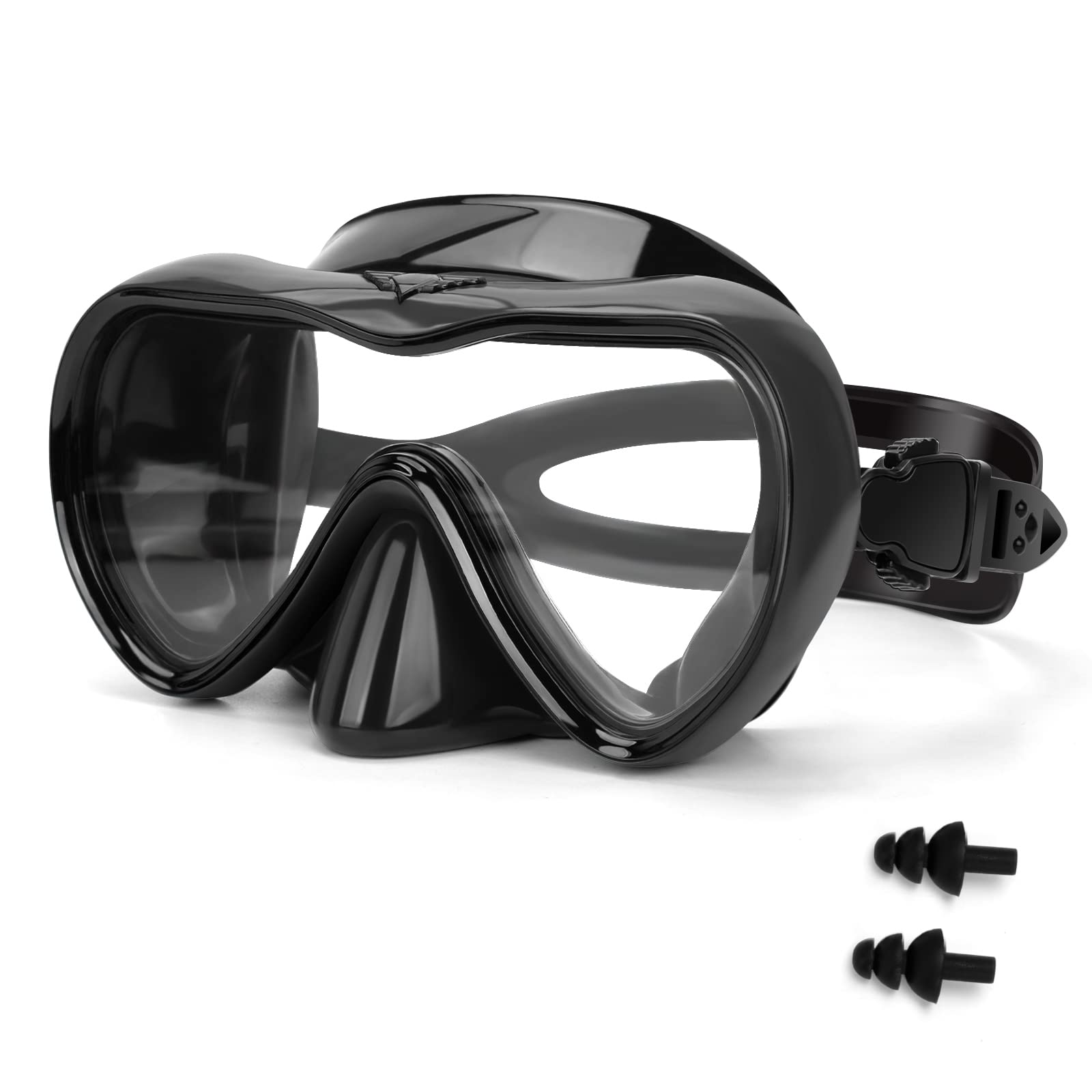 Gafas de natación, gafas de buceo antivaho con cubierta para la nariz, máscara de buceo de silicona antifugas para adultos, máscara de natación de vidrio templado HD de 180 grados para esnórquel con
