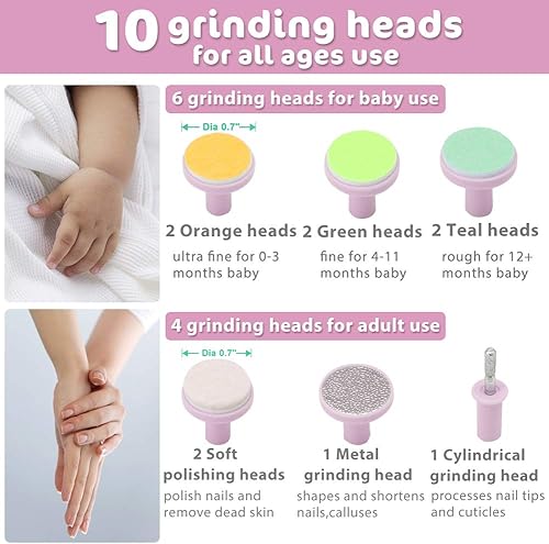 Miniatura 9 de Set de manicura eléctrica para uñas con cortaúñas, dedos de los pies, cuidado de uñas de los pies, kit de aseo de esmalte seguro para niños pequeños