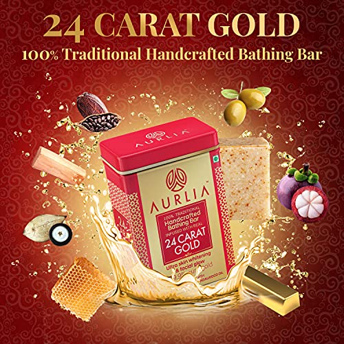 Image of 24 Carat Gold Ayurvedic Handcrafted Bathing Bar For All Skin Types -100g* 2pcs (200g)