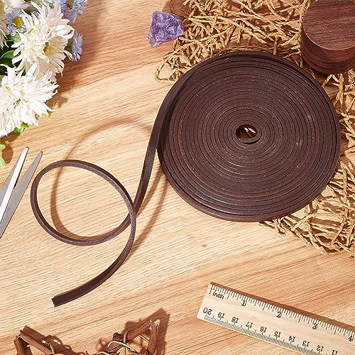 GORGECRAFT 5M Genuine Leather Cord 6mm Wide Flat Cowhide Leather Cord Belt Wrap Single Sided Flat Cord Leather String Roll for Diy Crafts Jewelry Necklace Braided Bracelets - Image 4