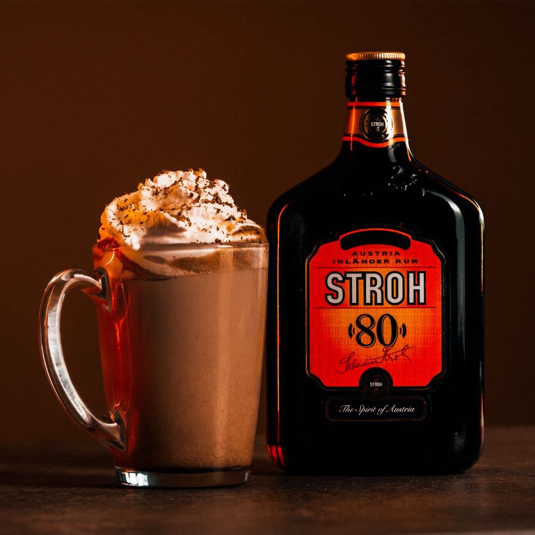 Stroh 80 RUM STROH 80 Austria Inlander Rum 70 cl, Original STROH Inländer Rum, essenza di rum per la tradizione culinaria e dolciaria austriaca in pasticcini, torte e dessert e cocktail