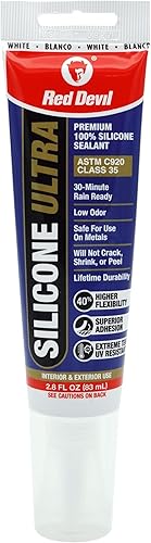 Red Devil 0785 Silicone Ultra 100% RTV Sellador de silicona, tubo de 2.8 onzas, blanco, paquete de 1