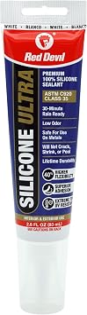Red Devil 0785 Silicone Ultra 100% RTV Silicone Sealant, 2.8 oz. Tube, White, 1 Pack