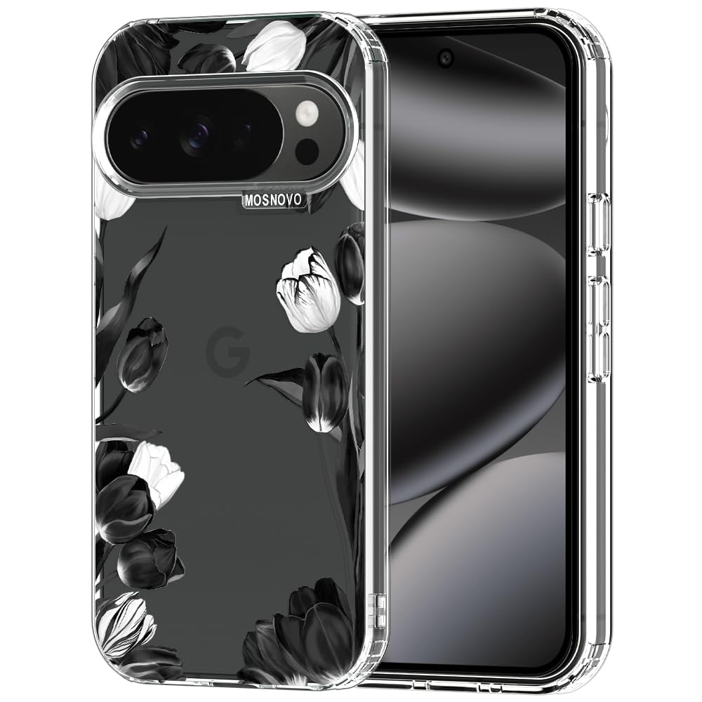 MOSNOVO Case for Google Pixel 9 & Pixel 9 Pro, [Buffertech 6.6ft Military-Grade Drop Protection] [Anti Peel Off Tech] Clear TPU Bumper Phone Case Cover Design - Great Wave — view 55