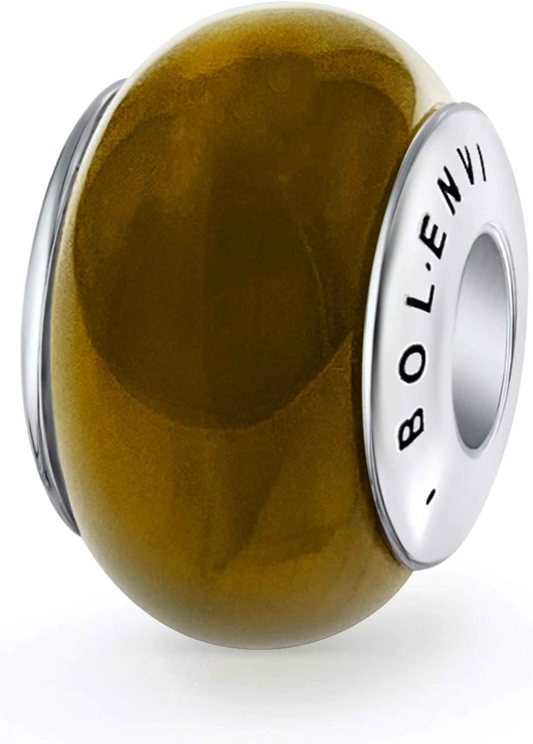 Bolenvi Genuine Chakra ones Healing Murano one 925 erling Silver Pendant Charm Bead For Pandora & Similar Charm Bracelets or Necklaces (Tiger's Eye)
