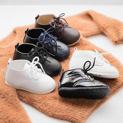 Miniatura 2 de Meckior Zapatos de Boda Clásicos para Bebés Niños y Niñas de Cuero Sintético PU, Mocasines Brogue, Zapatos Oxford para Niños Pequeños, Zapatos de