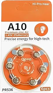 6Pieces A10 Hearing Equipment Batteries Featuring Highly Battery Techs and Small Button Cell Battery