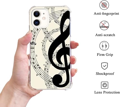 Miniatura 2 de Funda de notas estéticas de música compatible con iPhone 11, funda de festival de música clásica para iPhone 11, diseño único y moderno funda de TPU