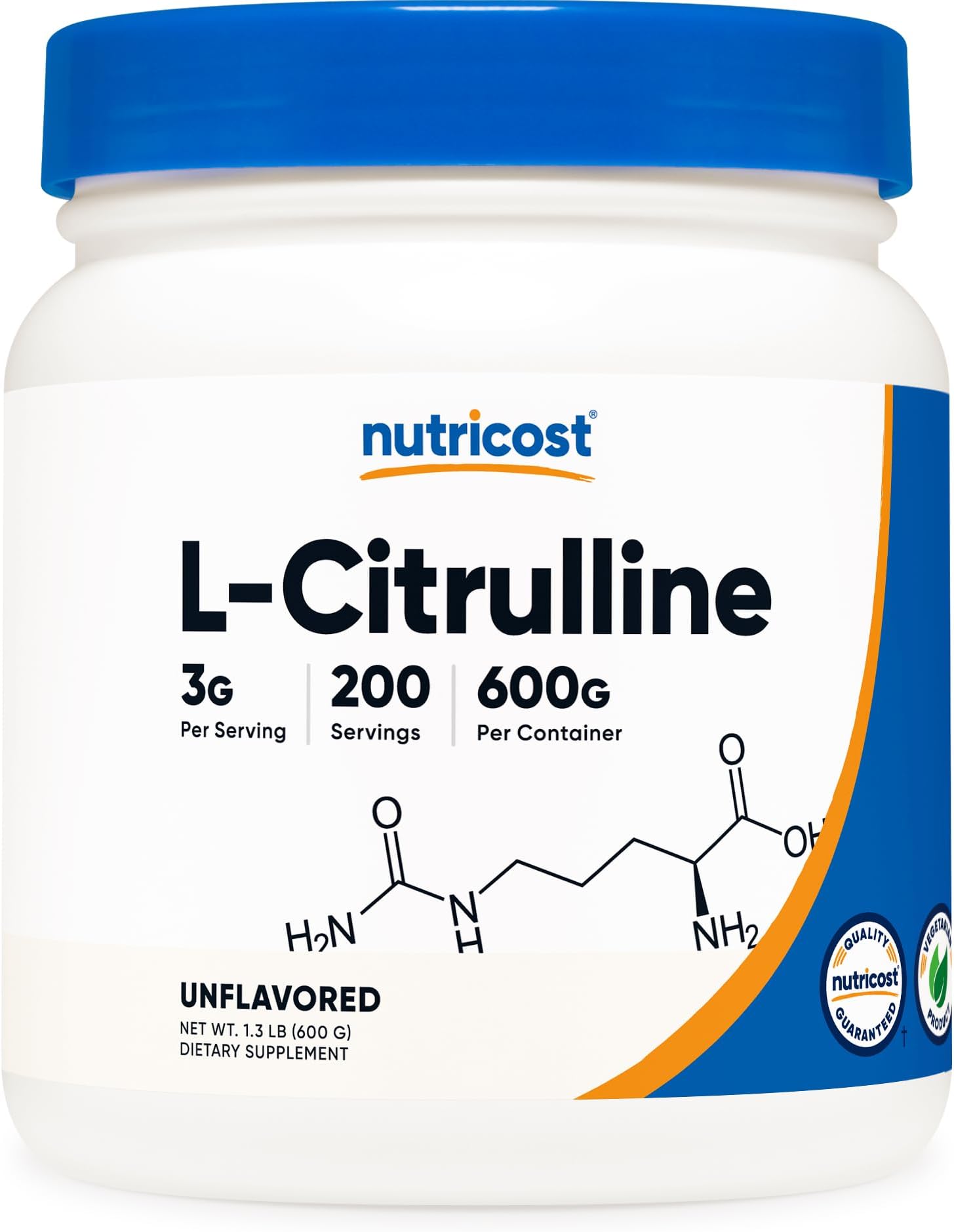 Nutricost Pure L-Citrulline (Base) Powder (600 Grams)