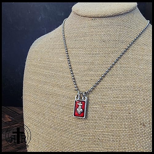 Brown Scapular Necklace with Metal Tags and Brown Wool on Back | from Rugged Rosaries | Powerful Protection Catholic Gifts4