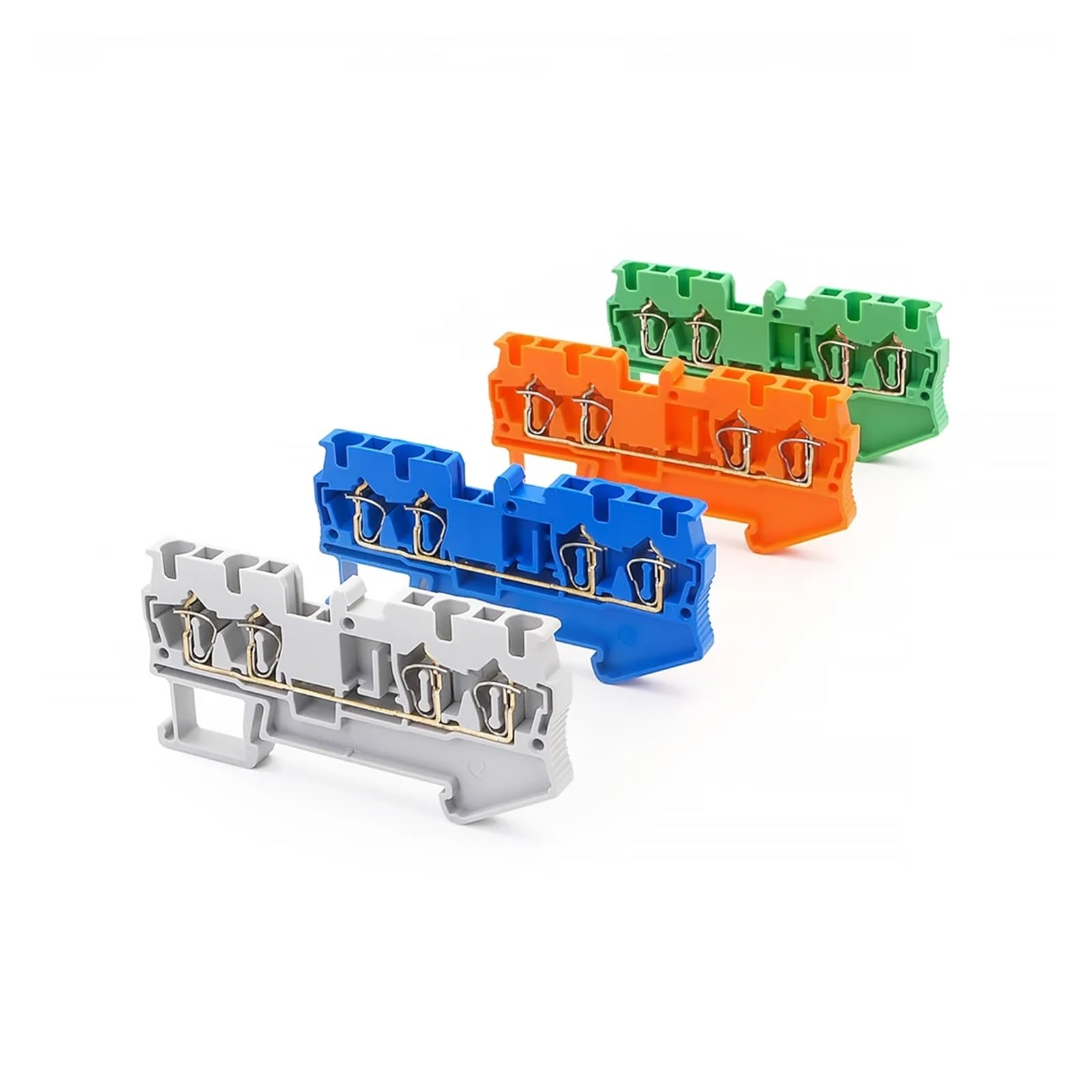 50Pcs DIN Rail Terminal Block ST-2.5 Wire Connectors Pull Type 4 Conductors Spring Wiring Terminal Blocks (Weiß)