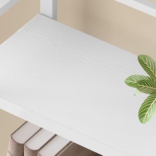 Miniatura 4 de FATORRI Estantería moderna de 5 niveles, estantería Etagere de madera, estante alto de metal con estantería abierta grande (roble blanco, 51