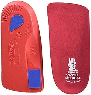 Custom 3/4 Length Insoles, Red, X-Large, Fast & Effective Pain Relief, Solid Biomechanical Control,