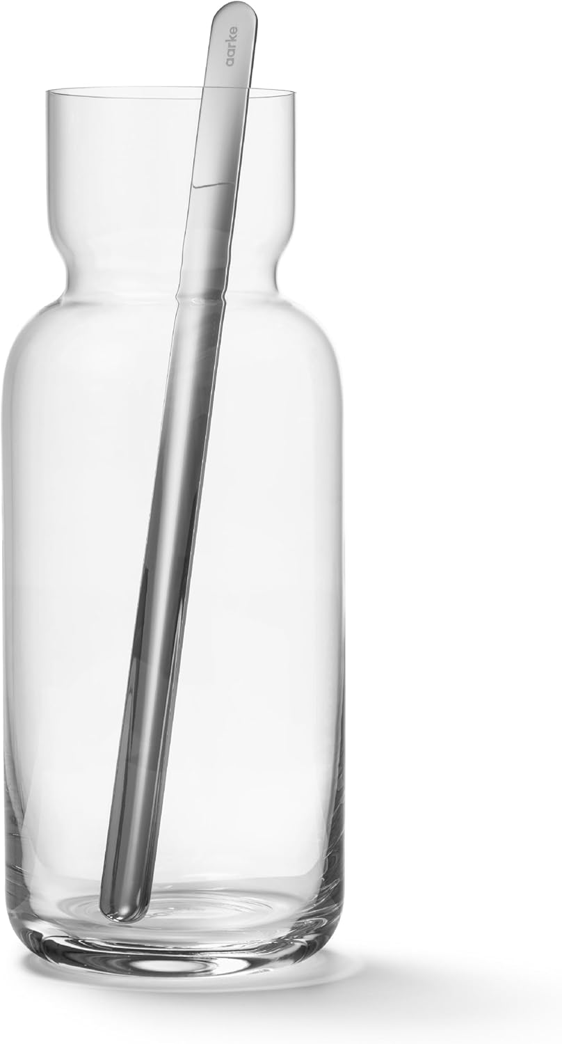 Aarke Nesting Carafe Crystal Glass (1.1 Litre) and Stainless Steel Bar Spoon