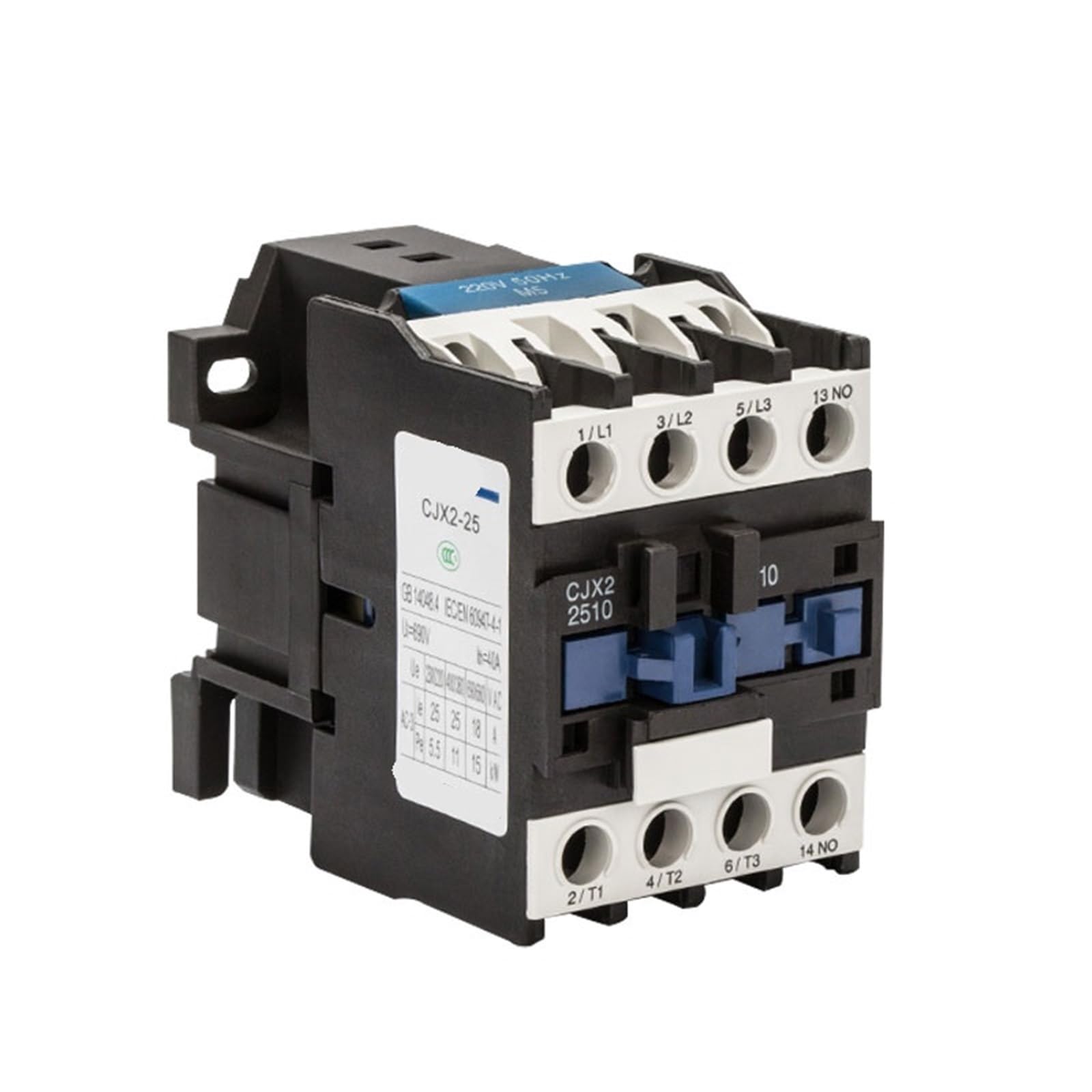 1 Uds CJX2 LC1 AC Contactor fase 3 polos sin voltaje de bobina 380V 220V 110V 36V 24V 50/60Hz montaje en carril Din 3P + 1NO abierto Normal(CJX2-0910 220V)