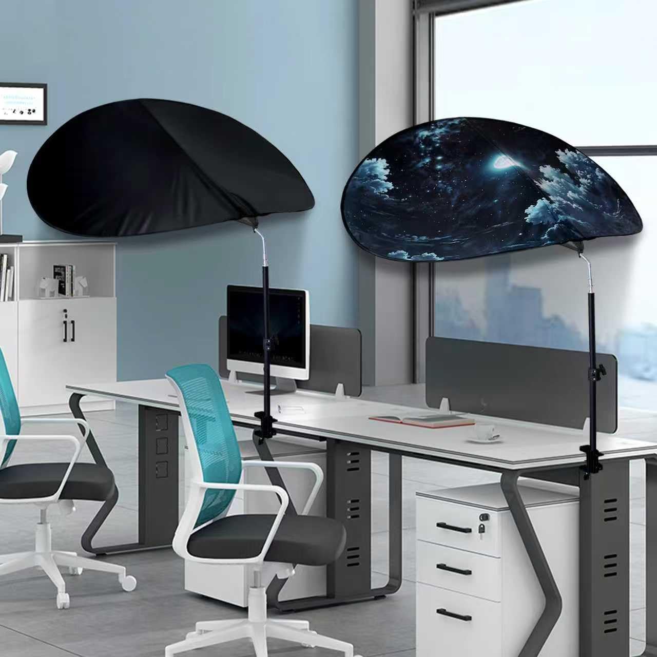 Large Size 52''Office Cubicle Shade Cubicle Desk Light Shield to Block Anti-Glare Cover Light Sensitive Professionals Cubicle Light Quick Install Shading Light Shade with Clamp(Patent Pending)