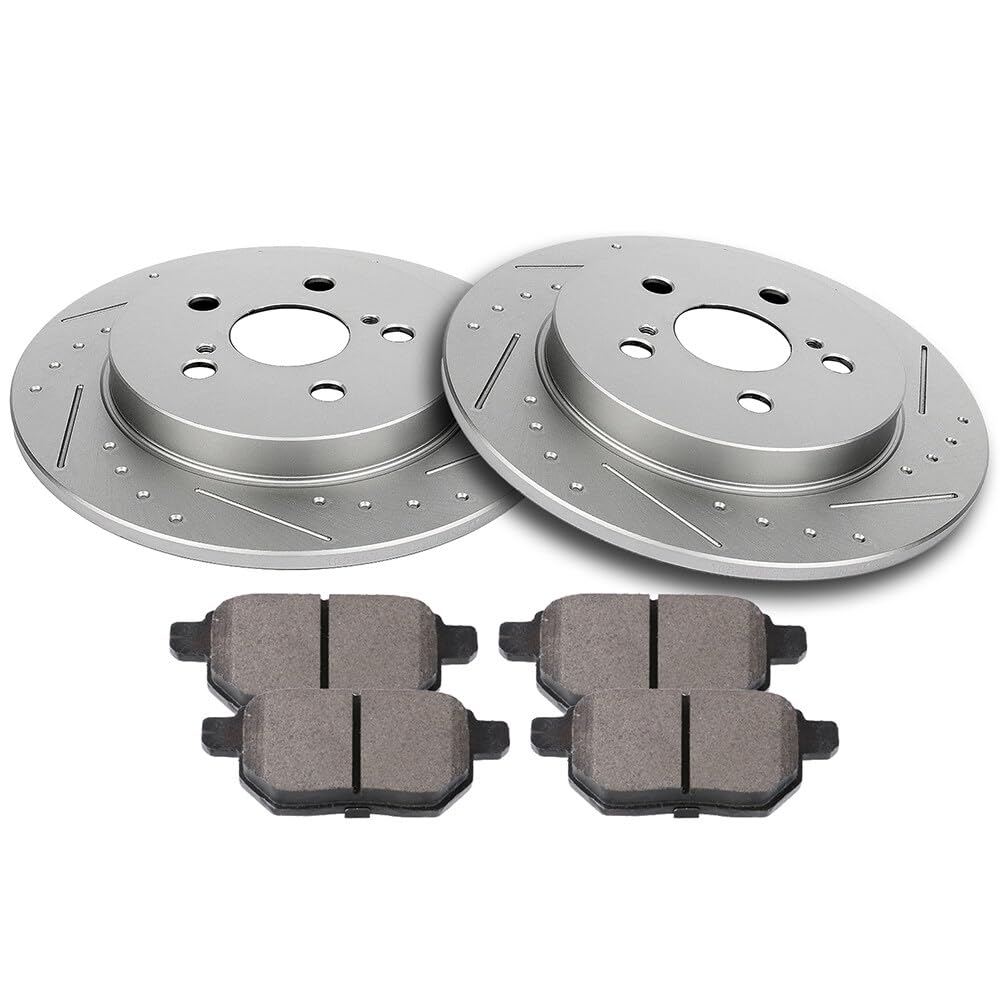 BRAKEUS 5 Lugs Rear Brake Rotors and Pads Kits Replacement For Pontiac Vibe 2009-2010,For Toyota Corolla 2009-2018,For Toyota Matrix 2009-2013