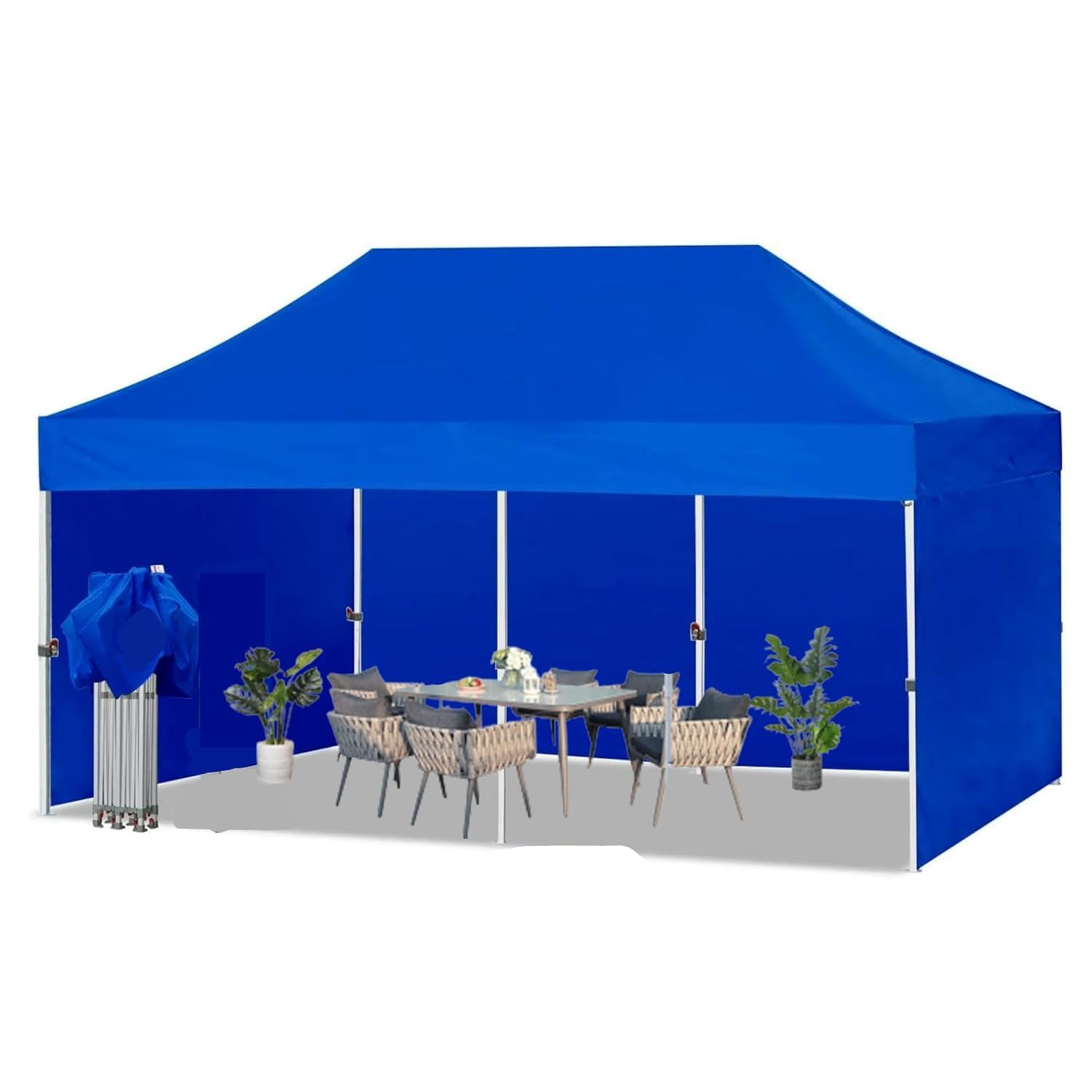 Pop-up Canopy Tent 10x20 Commercial Instant Tents Outdoor Canopies Easy to Set Up with 3 Side Walls Pop Up Canopy Tent, Instant Folding Portable Shelter Gazebo