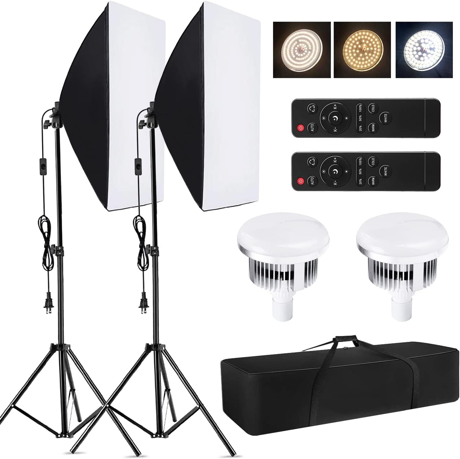 SHOPEE Studio Photography Light kit Softbox Lighting Set with 85W 2800K-5700K Bi-Color Temperature LED Light * 2 + 50x70cm Softbox * 2 + 2M Light Stand * 2 + Remote Control * 2 + Carry Bag * 1-image-16