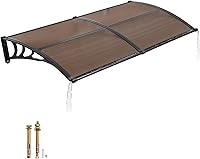 Vista 15 de VEVOR Toldo para puerta de entrada, toldo de puerta de ventana de 24 x 24 pulgadas con drenaje y soporte de ABS, cubierta de policarbonato