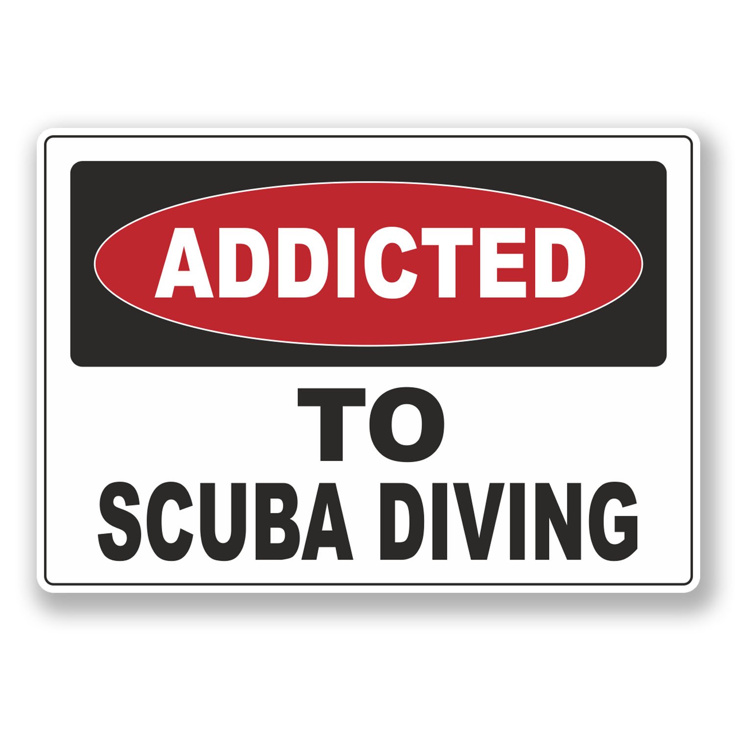 DestinationVinyl 2 x 10cm Addicted to Scuba Diving Vinyl Sticker Laptop Warning Funny #6530 (10cm Wide x 7cm Tall)