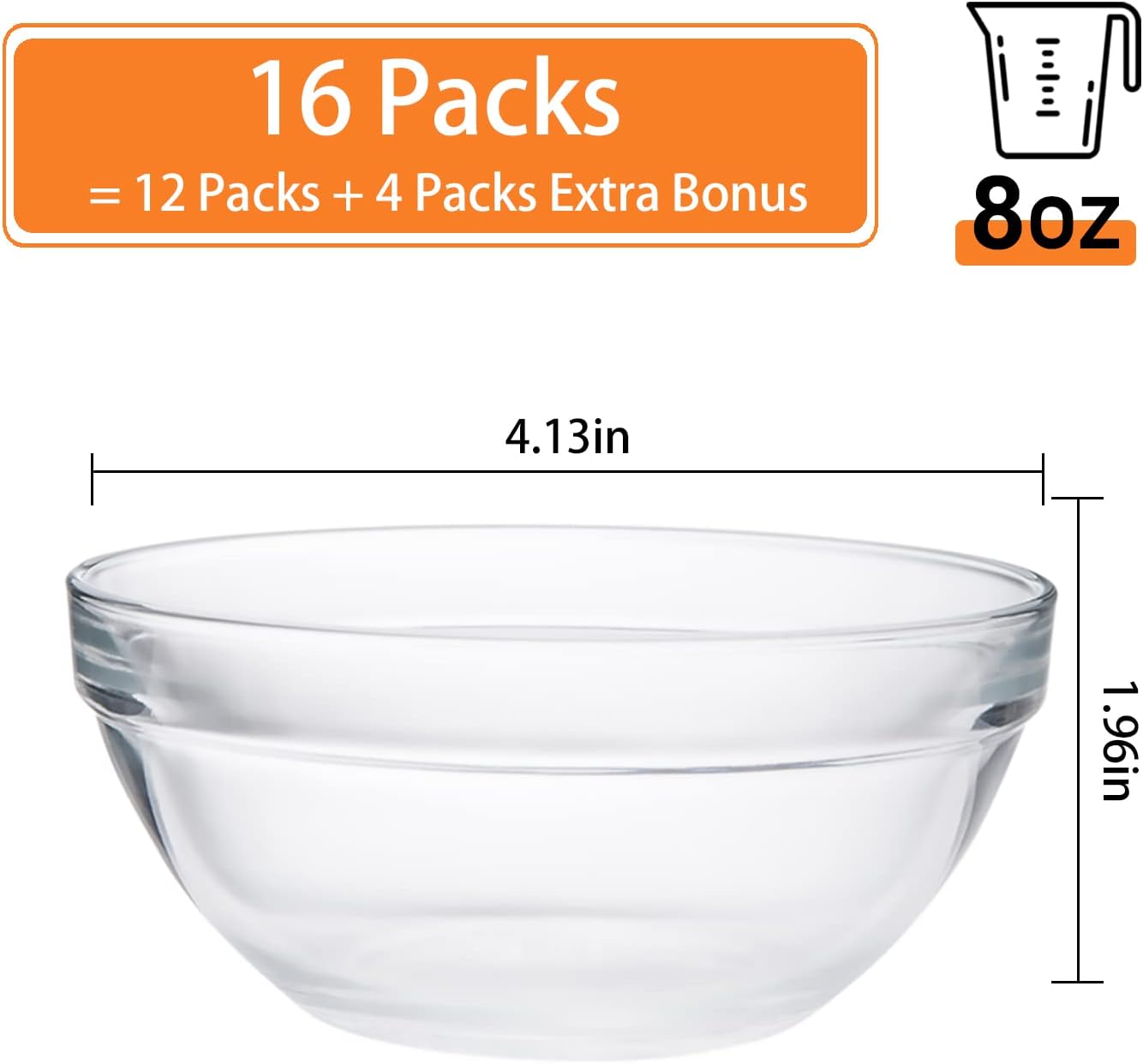 Uр Tо 40% оƒƒ 16 Pack 4 Inch Glass Ramekins Bowls, Farielyn-X Mini Glass Prep Dessert Bowls Small for Kitchen Prep, Dessert, Dips, and Candy Dishes or Nut Bowls