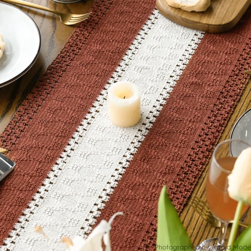 Caramel Farmhouse Woven Table Runner 12x60 Inch - image 4