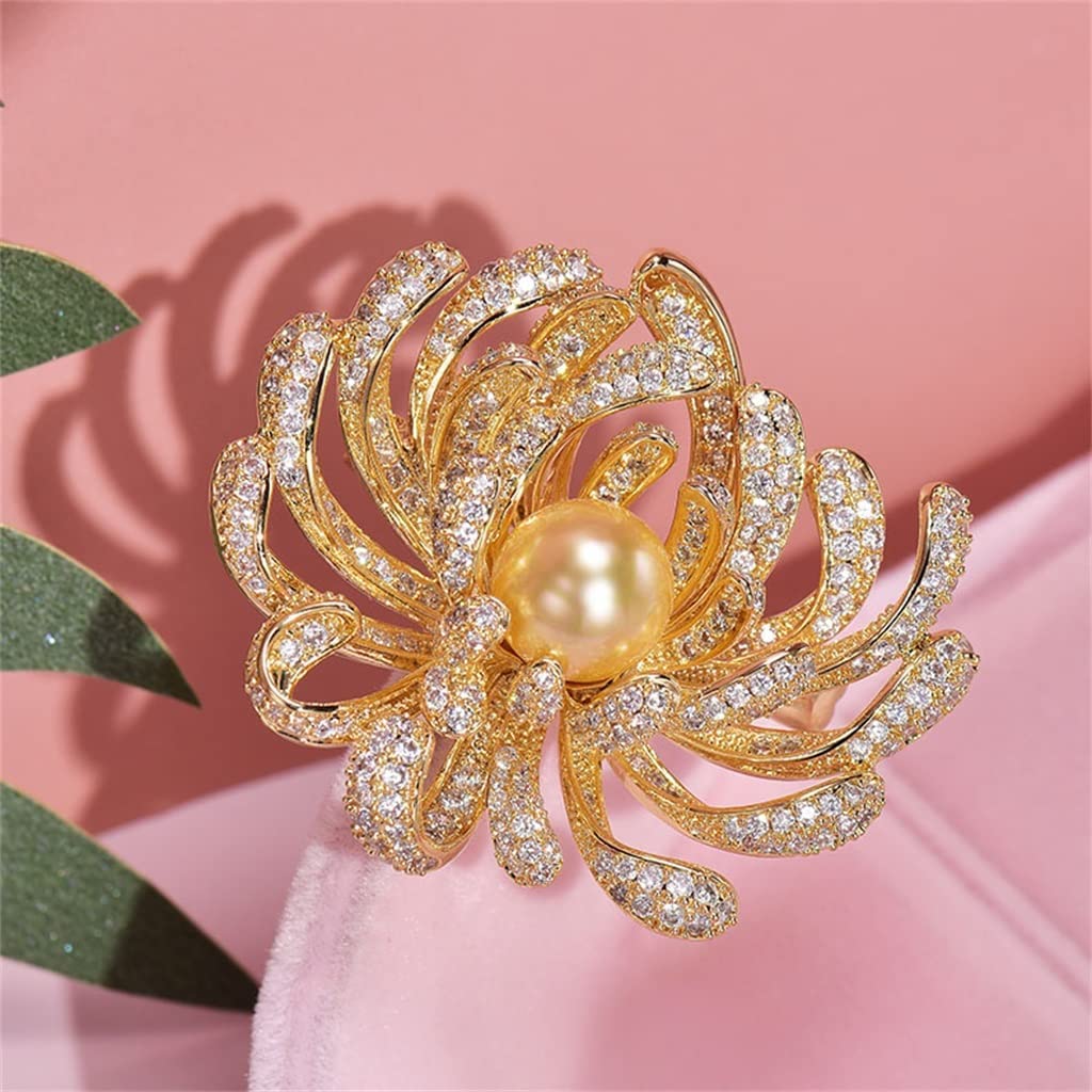 Broches con Forma de crisantemo, Clips de aleación para Solapa, chales, cuellos de Pecho, para Mujeres y niñas, 3,7 cm. Hecho en China.