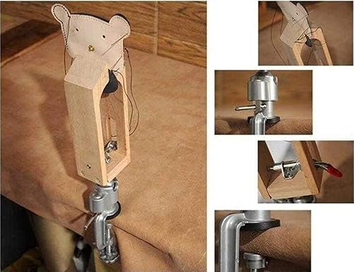 Miniatura 7 de ZHONGJIUYUAN Artesanía de cuero de madera, costura a mano, giratoria, cuero, cordones, costura, poni, horquilla, abrazadera para manualidades,