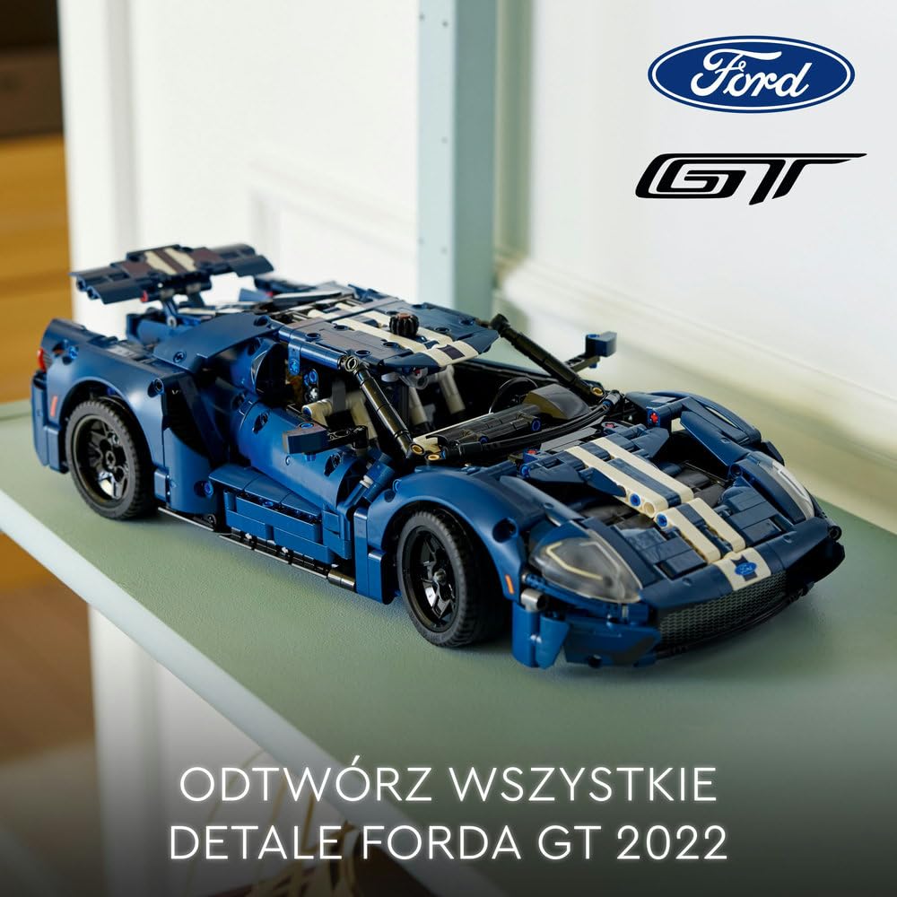 LEGO Technic Ford GT, wersja z 2022 roku 42154 | Model samochodu, klocki konstrukcyjne Technic dla dorosłych, prezent dla fana motoryzacji, gadżety prezentowe, 1468 elementów