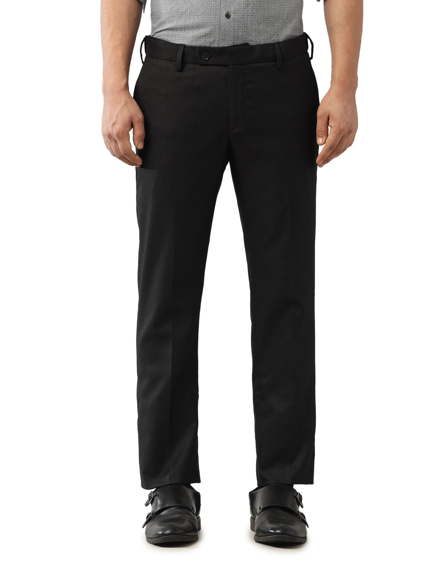 arrow Men's Mid Rise Checked Tapered Fit Trousers-picture-27