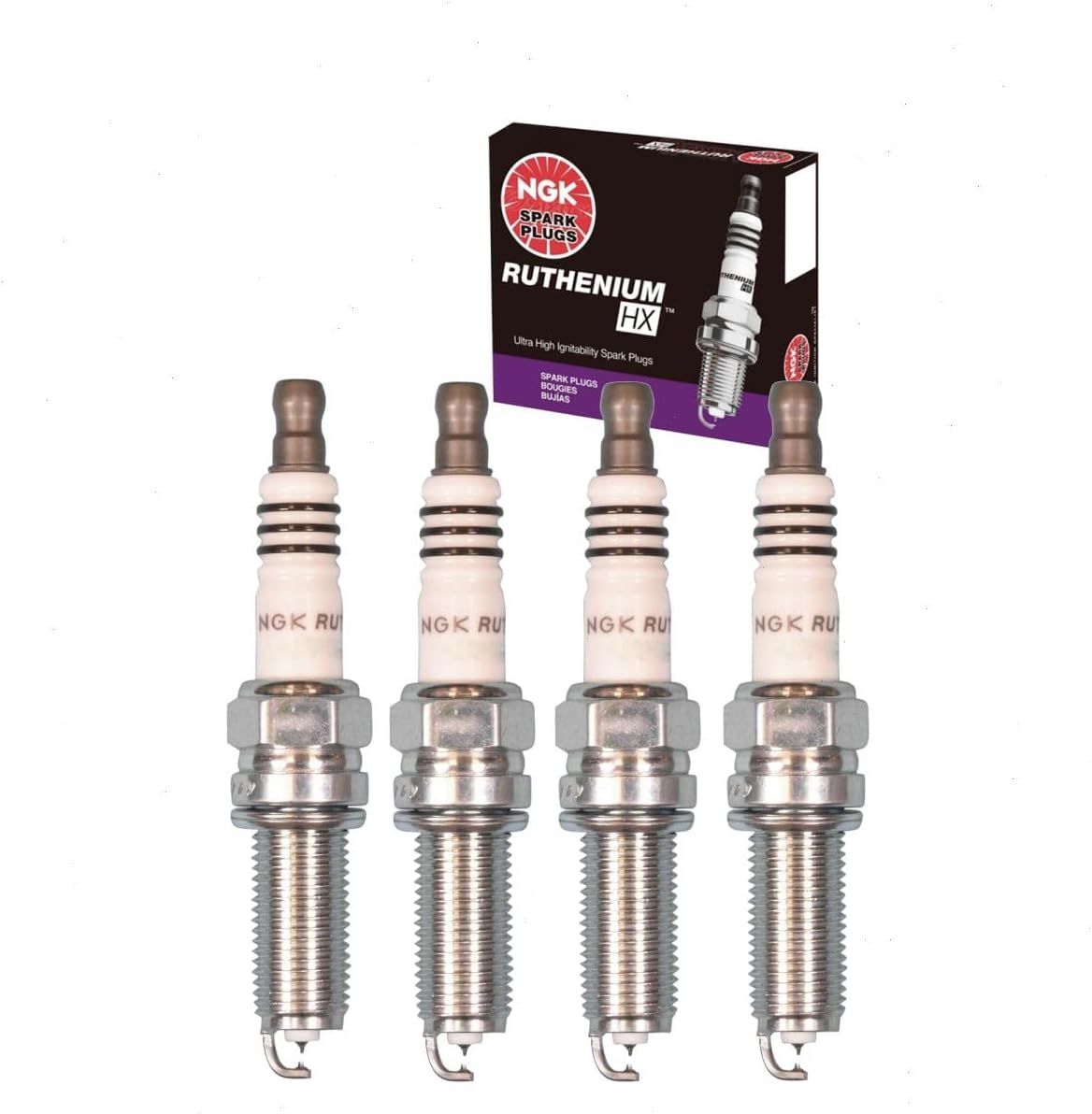 4 pc NGK Ruthenium HX Spark Plugs compatible with Nissan Rogue 2.5L L4 2008-2018