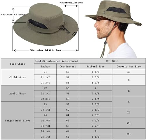 Miniatura 4 de Fishing Hat for Mens Sun Hat Wide Brim Bucket Hat SPF UV Protection XL XXL Large Size Big Head Hiking Beach Safari