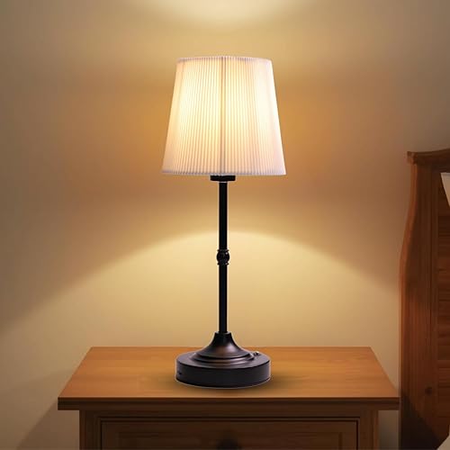 Miniatura 10 de Lámpara de mesa recargable, lámparas táctiles inalámbricas, luz de escritorio portátil con brillo regulable continuo y pantalla de tela para mesita